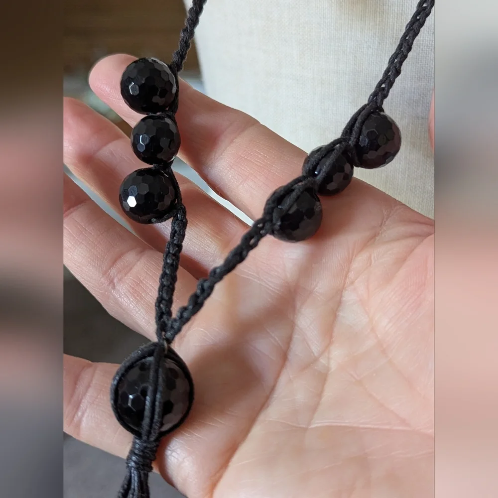 Long Black Beaded Necklace - Picture 5 of 8